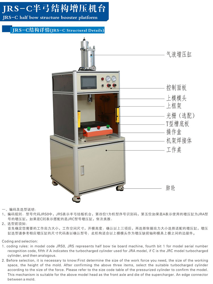 半弓型氣液增壓機帶機罩帶電控面板結(jié)構(gòu)說明